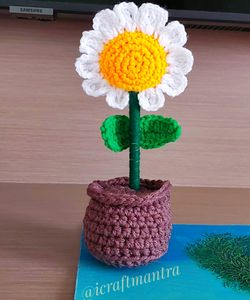 Handmade Crochet Daisy Pot