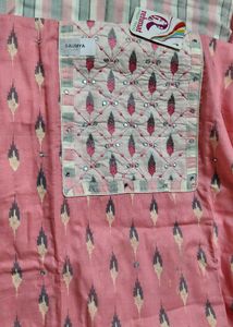 Pure Cotton Pink And White Dress Material