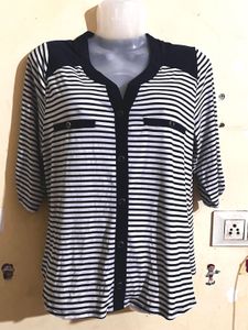Striped Button-Down Top