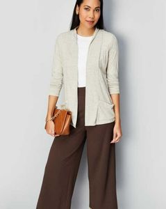 Solid Knit Shrug With Pockets