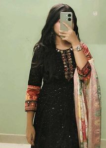 Anarkali sequence kurta with boho dupatta