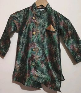 Green Kurta Pajama Floral Print For Boy 3- 4 Year