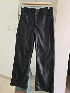 H&amp;M Black Faux Leather Pants with Fleece