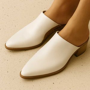 White Pointed Mules