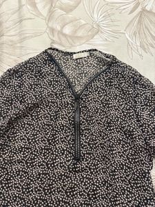 Polka Dot Print Long Sleeve Blouse