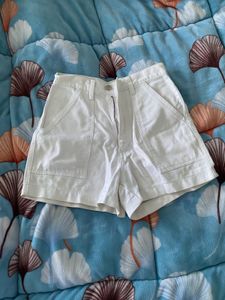 White High Waisted Shorts