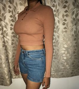 Full sleve brown crop top (xxs to xs)