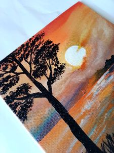 Sunset View Acrylic painting Canvas Board(HANDMAD)