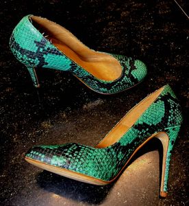 Green and Black Snake print Heels