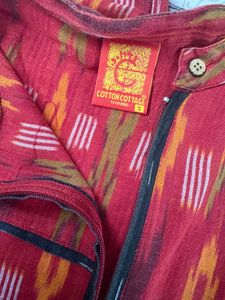 Stand Out in Style: Red Ikat Print kurta