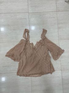 💖Peach Shimmer Dream Top! ✨Ruffle &amp; Bardot Style