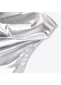 Brand New L Edition Faux Leather Silver Crop Top