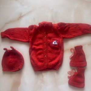 Red Knitted Baby Outfit Set