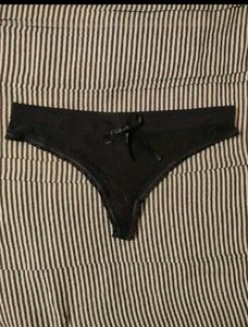 Black Thong Panties with Bow