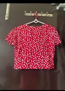 Red Tie Knot Crop Top