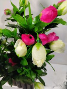 Artificial Tulips In Wooden Pot