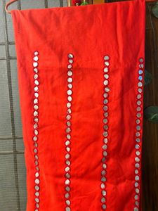 Red Embellished Mirror Work Kurta Set