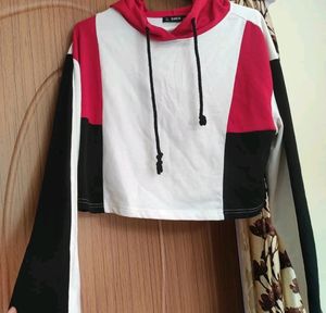 Shein Color blocked cropped hoodie