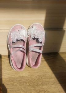 Cute Pink Baby Shoes with Flowers