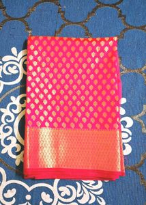 Pink & Gold Banarasi Silk Saree