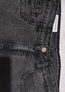 Straight Fit Denim In Charcol Colour