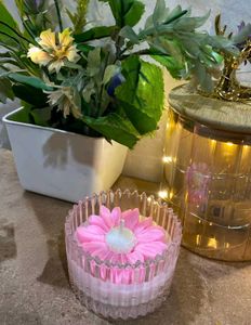 Lid Crystal Jar With Daisy Scented Candles