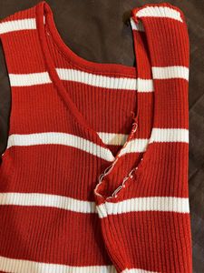 red&amp; white striped bodycon dress