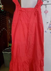 megenta Ruffle long dress