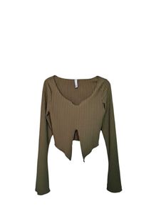 NEWME Ribbed Long Sleeve Casual Top