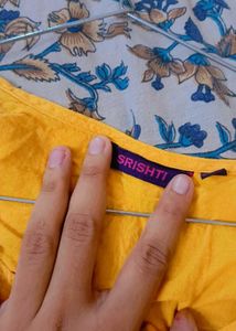 Yellow Embroidered Kurti (Branded)