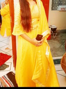 Haldi Outfit Lehanga Choli With Doria Duppatta