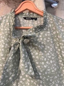 Floral Print Tie Neck Top, Bust-36/38