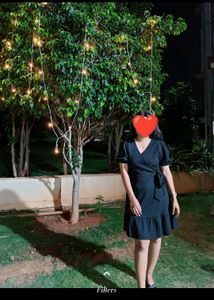 Casual Black Wrap Dress - Outryt By Azorte