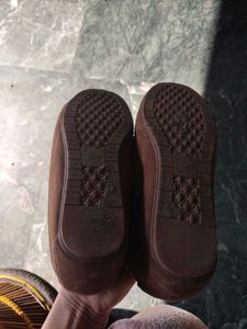 Brown Suede Loafers with Gold Chain