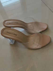 Sneak-a-Peek Chunky Heeled Sandals With Branding