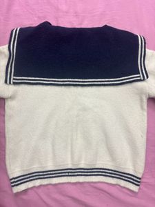 White &amp; Navy Blue Sweater