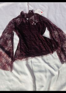Burgundy Lace Blouse