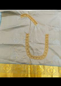 New Pattu Saree With Aari Work Blouse Unused