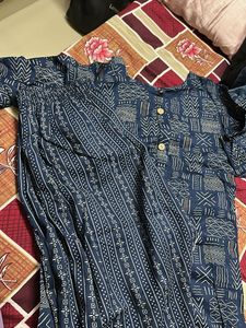 Navy Blue Printed Kurta Set