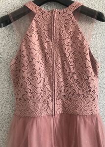 Halterneck pink lace detailing Dress