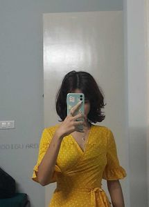 Yellow Polka Dot Wrap Top
