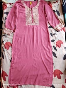 Pink Embroidered Kurta