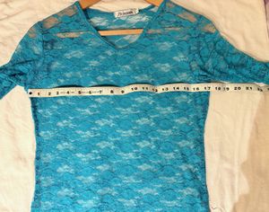 Beautiful Blue Lace Long Sleeve Top