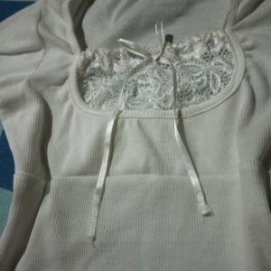 White Lace Trim Top