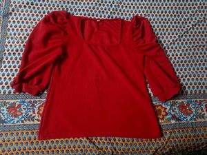 Red Puff Sleeve Top