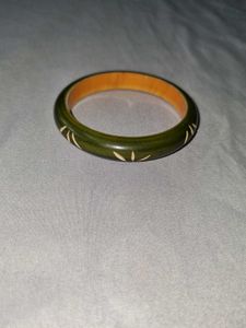 Green Carved Bangle