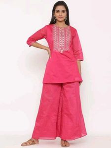 Pink Embroidered Kurta Set