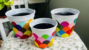 Colorful Painted Planter Pots - Set of 3