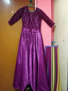 Purple Sequin Bodice Maxi Dress