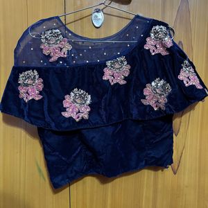 Elegant Embroidered Velvet Blouse